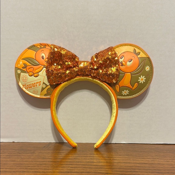 Orange Disney Sunbird Sequin Bow Mouse Ears Headband - Picture 1 of 2
